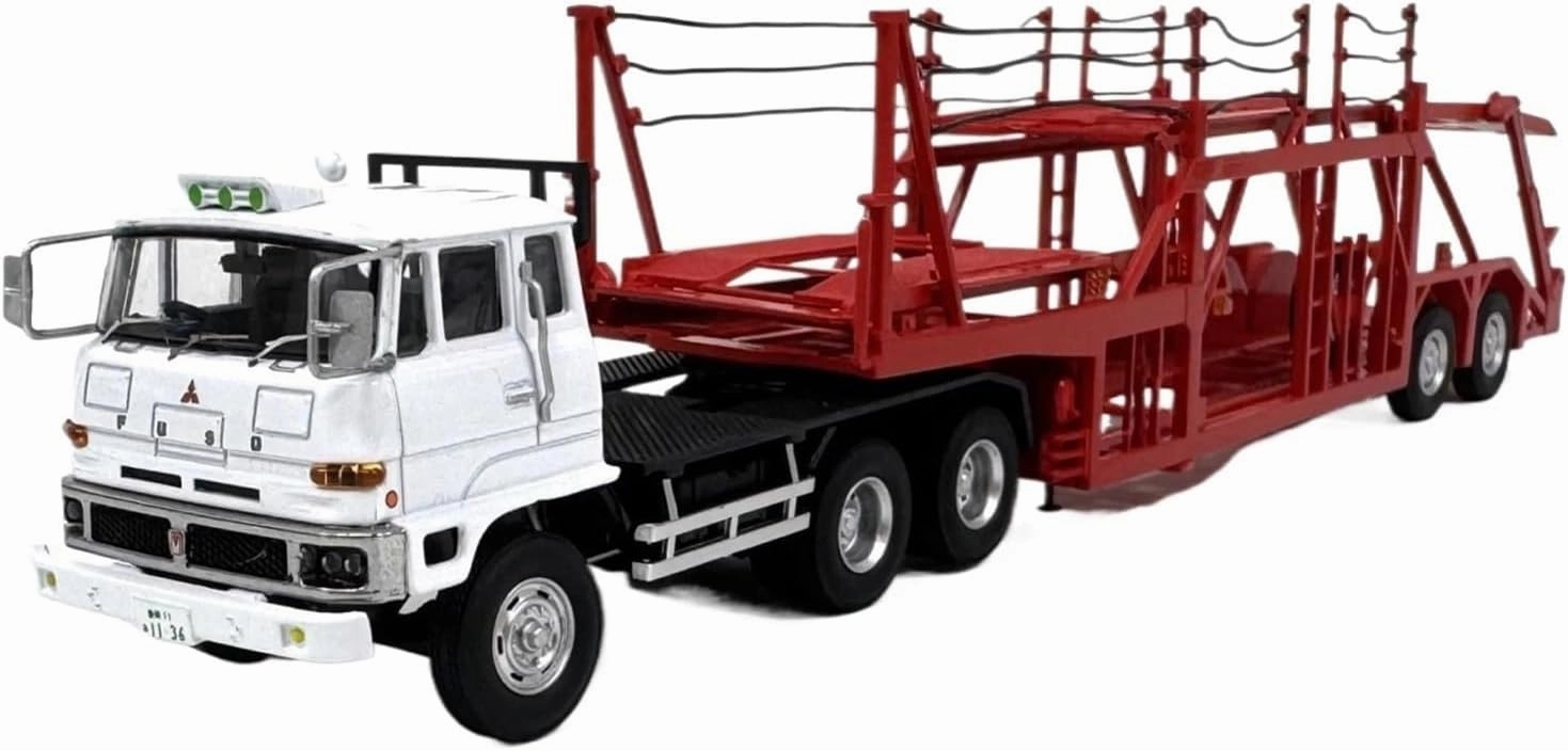 1:64 for Mitsubishi Fuso FV High Cab Tractors W Transport Trailer Set Diecast Mini Car Mini Simulation Toys(White)