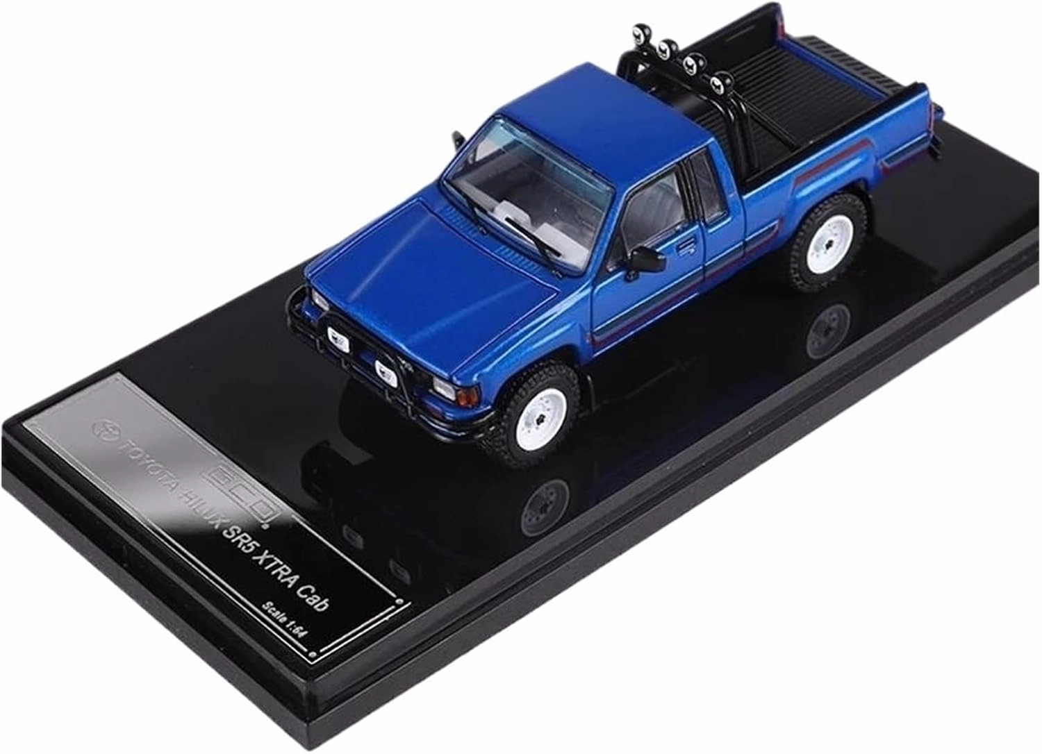 1:64 for Toyota HILUX SR5 Xtra Cab Pickup Blue Alloy Car Model Car Desktop Display Space Decoration Mini Simulation Toys