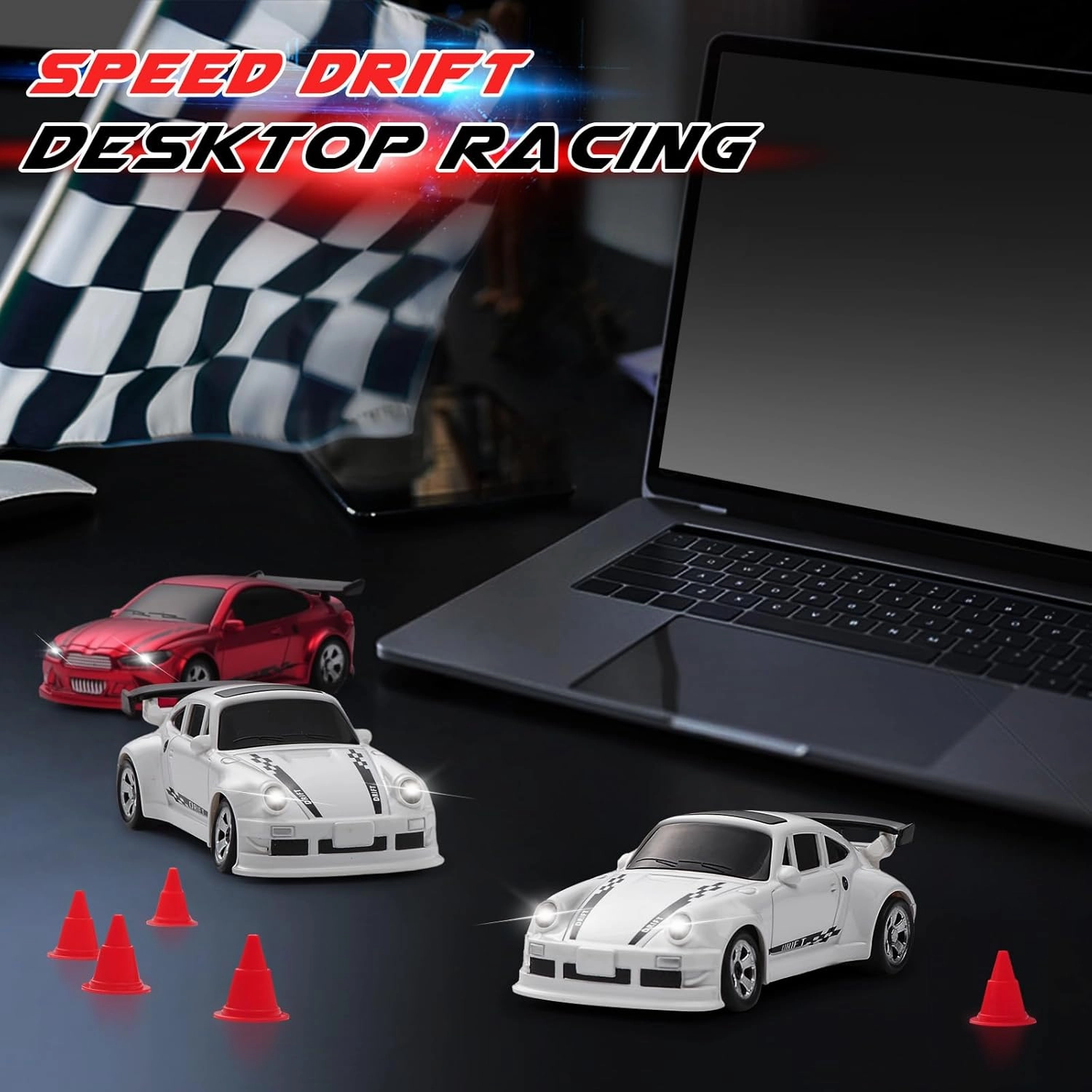 1/64 Scale Drift RC Car,Mini RC Sportscar 2.4Ghz Mini Racing Drift Racing Remote Contrl Car Model Toys Hobby Gift for Adults and Kid (White)