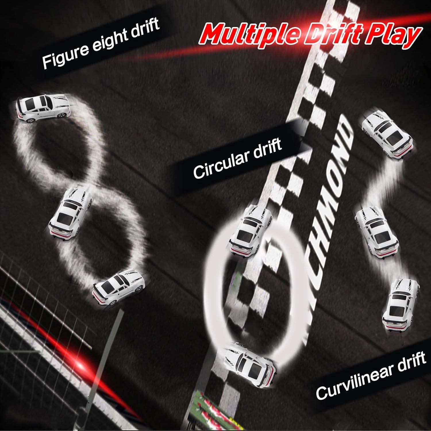 1/64 Scale Drift RC Car,Mini RC Sportscar 2.4Ghz Mini Racing Drift Racing Remote Contrl Car Model Toys Hobby Gift for Adults and Kid (White)