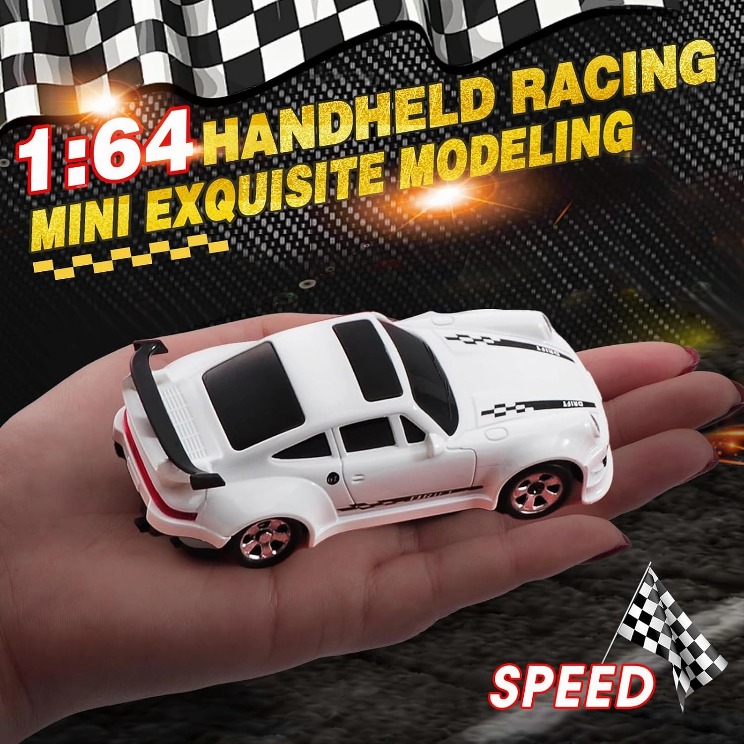 1/64 Scale Drift RC Car,Mini RC Sportscar 2.4Ghz Mini Racing Drift Racing Remote Contrl Car Model Toys Hobby Gift for Adults and Kid (White)