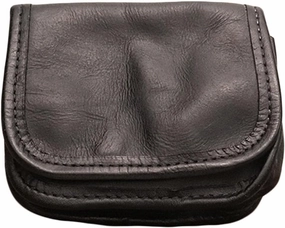 1PCS Leather Bi-Fold Coin Purse for Men - Push Button Closure, Cowhide Leather (Black)