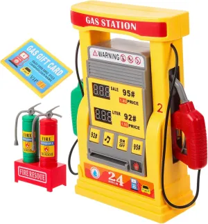 1Set Multi Function Simulation Gas Station Model Interactive Card Swiping Voice Educational DIY Gas Station Kit for Enhances Imagination and Hands Skills
