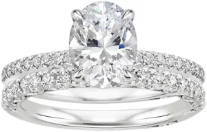 2 CT Oval Cut Colorless Moissanite Engagement Ring Set, Tacori Wedding/Bridal Sets, 925 Sterling Silver, Anniversary Ring Pave Set, for Women, 10K/14K/18K/22K Gold