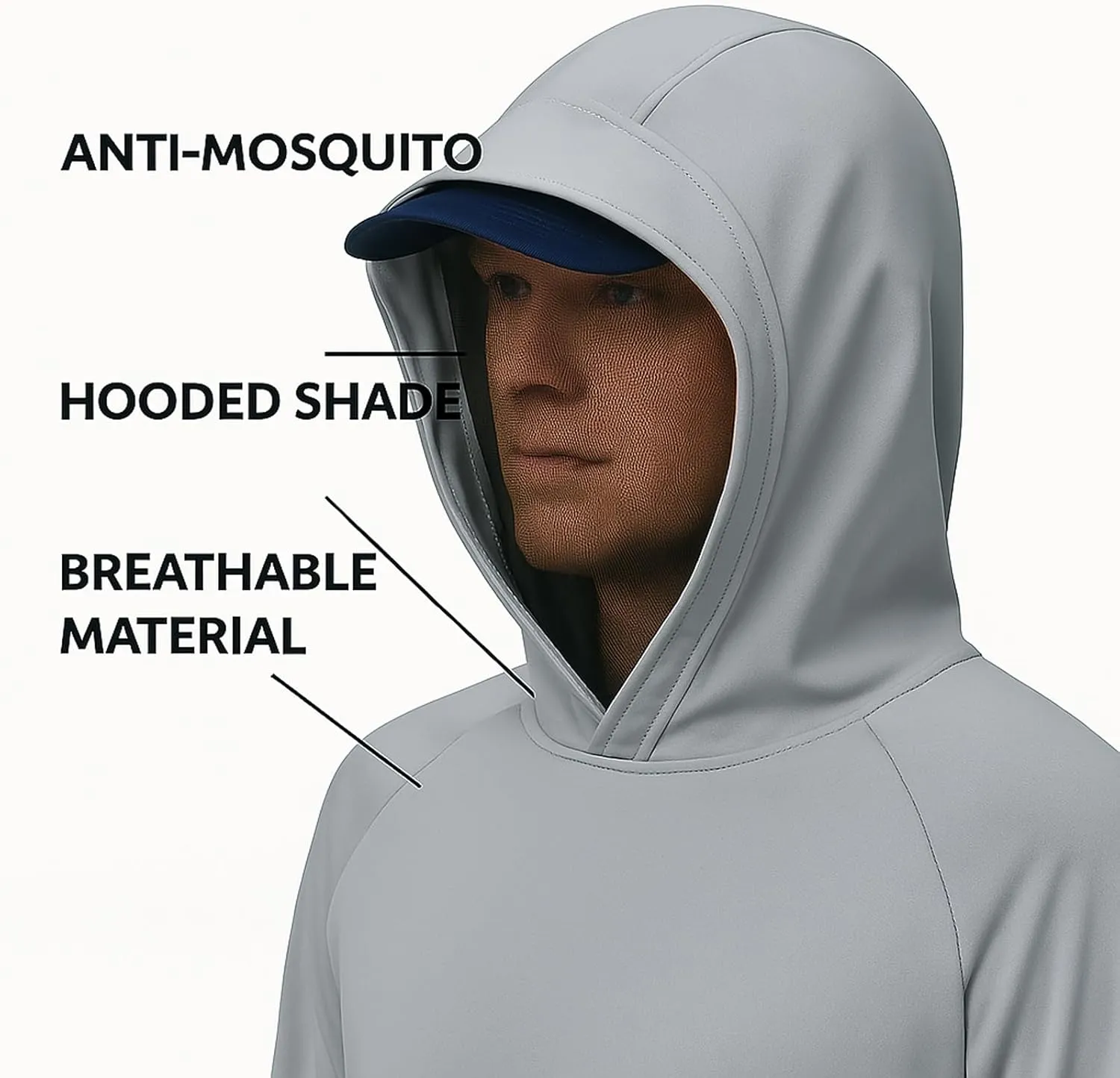 2-in-1 Cooling Mosquito Jacket with Hood for Men & Women - UPF 50  Sun Protection with Adjustable Face Mesh