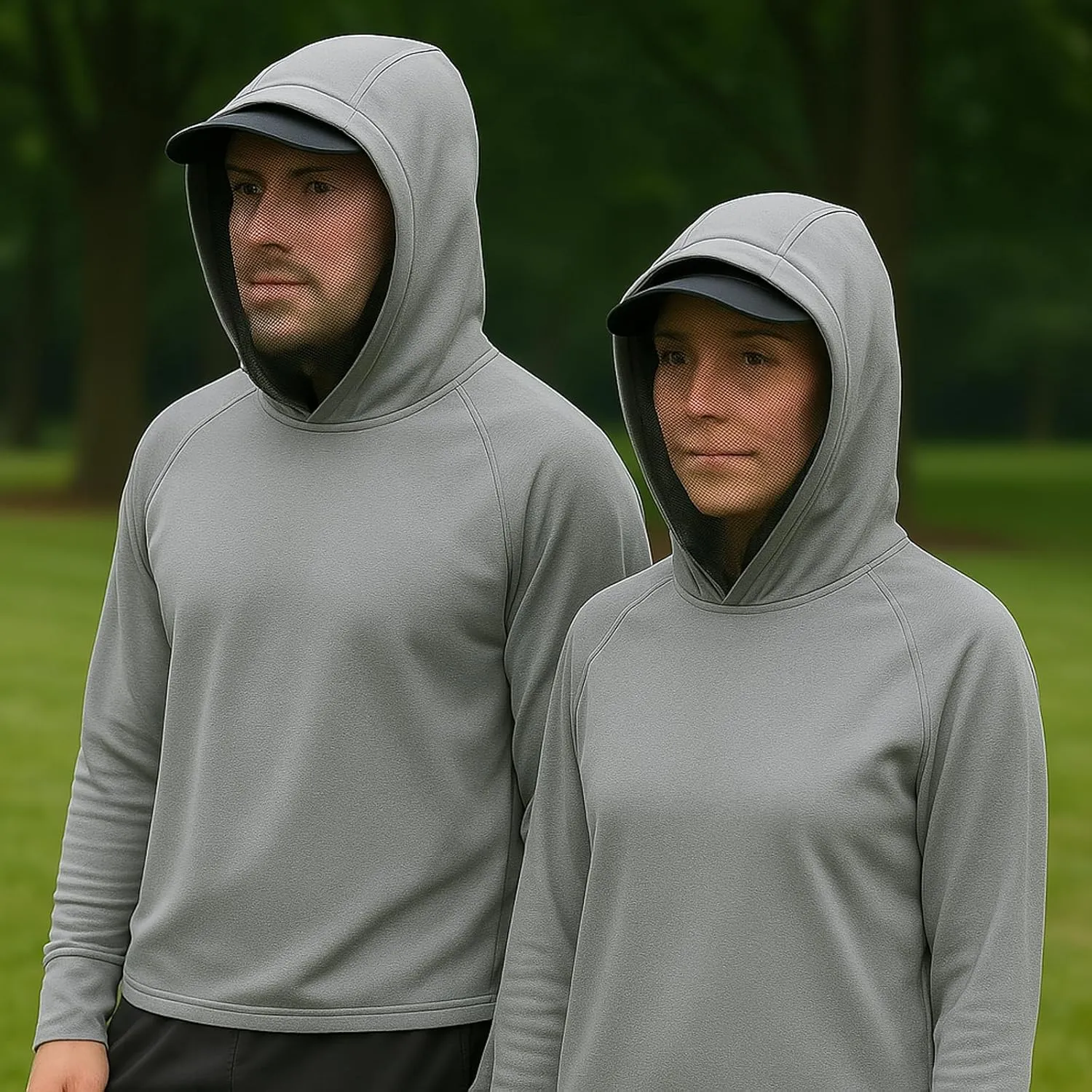 2-in-1 Cooling Mosquito Jacket with Hood for Men & Women - UPF 50  Sun Protection with Adjustable Face Mesh