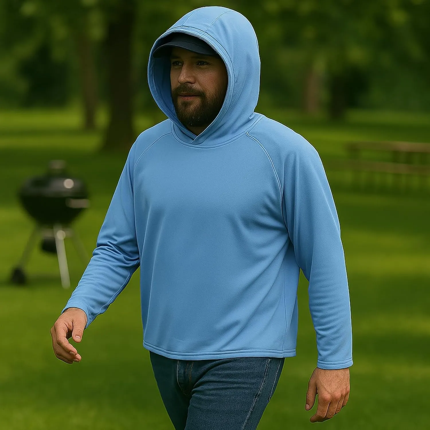 2-in-1 Cooling Mosquito Jacket with Hood for Men & Women - UPF 50  Sun Protection with Adjustable Face Mesh