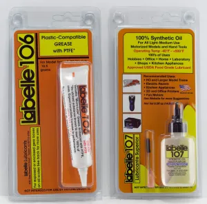 2-Pack Labelle 106 & 107 Oil & Grease PTFE Lubricant for HO & Larger Model Trains – Compatible with Athearn, Atlas, Bachmann, Kato, Lionel, MTH, Rivarossi, LGB, USA Trains, Rapido & More.