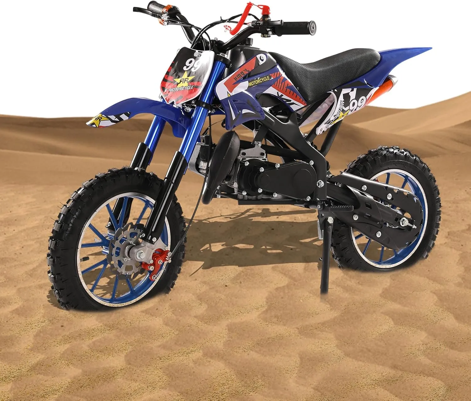 2-Stroke Gas Power Kids Dirt Bike, 49cc Kids Mini Motocross - The Ultimate Off-Road Thrill with High Speed, Maximum Control and Endless Adventure, Racing Max Speed 40km/H (Blue)