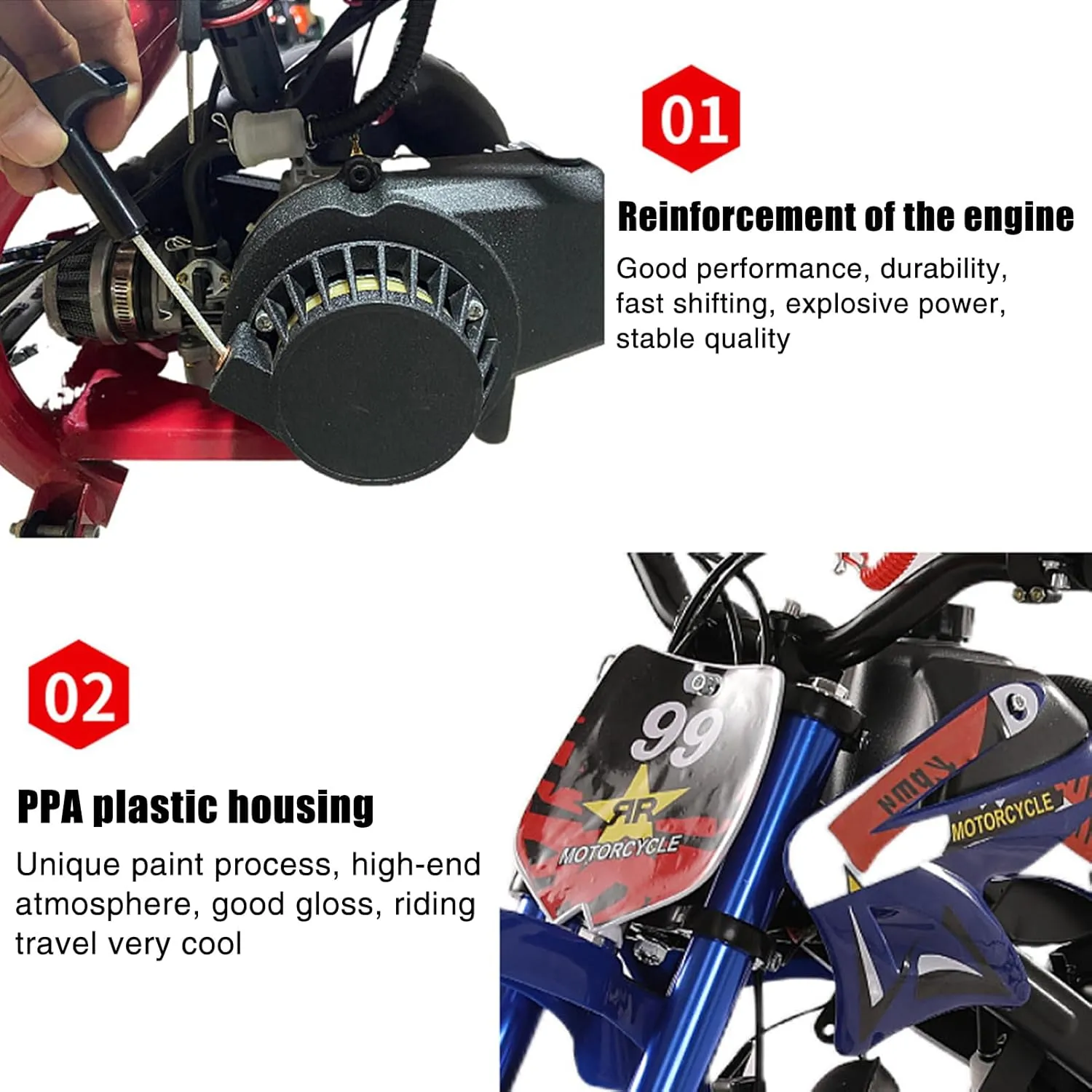 2-Stroke Gas Power Kids Dirt Bike, 49cc Kids Mini Motocross - The Ultimate Off-Road Thrill with High Speed, Maximum Control and Endless Adventure, Racing Max Speed 40km/H (Blue)