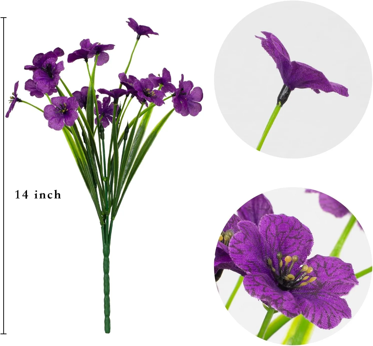 21 Bundles Artificial Outdoor UV Resistant Flowers No Fade Fake Outside Flowers Plastic Greenery Faux Shrubs Garden Porch Window Box Home Decoration(Violet)
