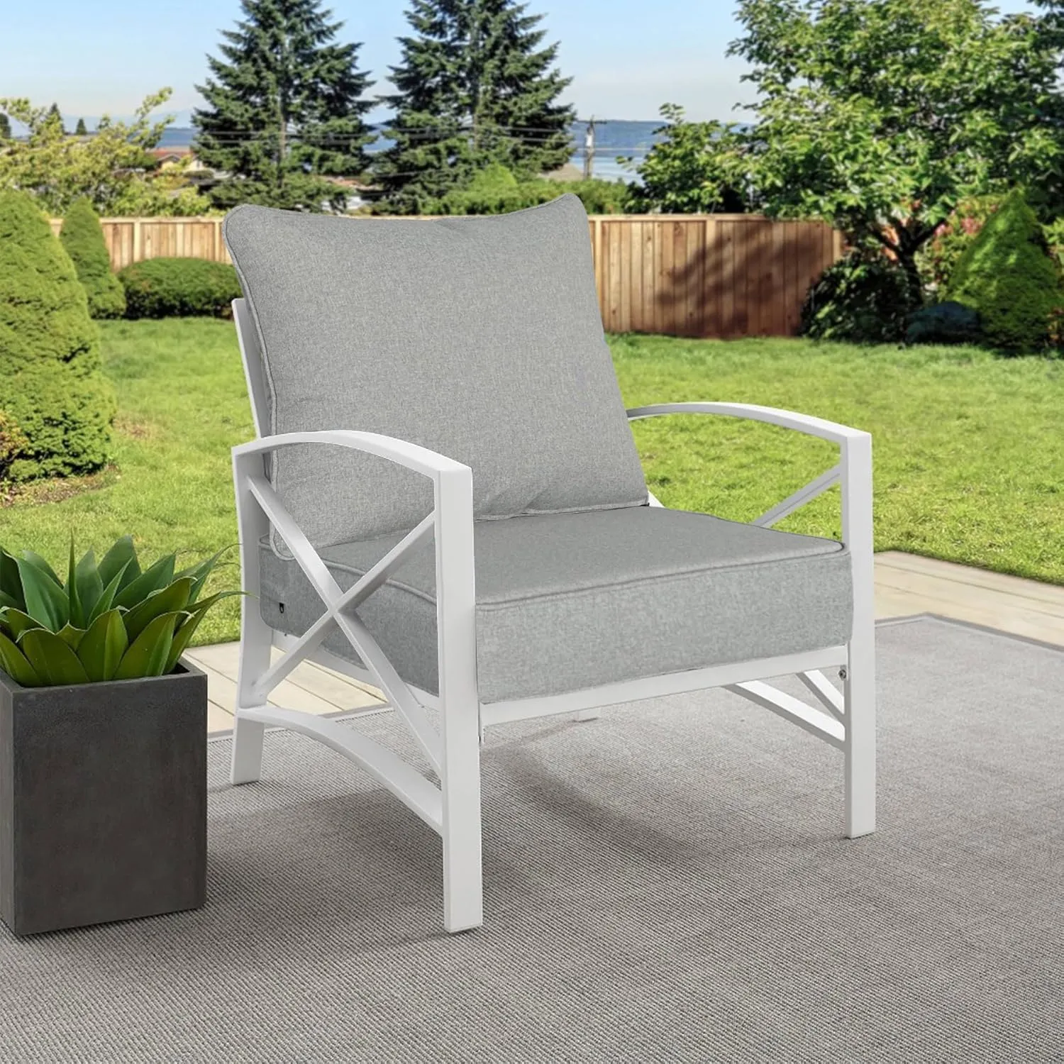 22x24 inch Outdoor/Indoor Deep Seat Patio Cushion Set of 1 Resilient Foam Filling Water Repellent Stain-Resistant UV Resistant Weather Resistant Deep Seat Bottom Light Gray