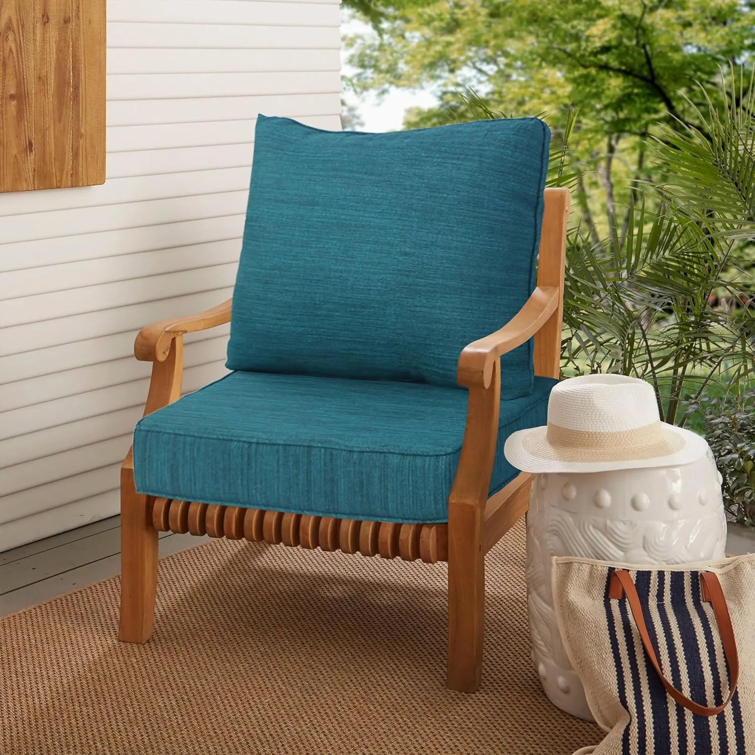 22x24 inch Outdoor/Indoor Deep Seat Patio Cushions Set of 2 Deep Seat Bottom Resilient Foam Filling with Zipper Water Repellent Stain-Resistant UV Resistant Weather Resistant Malachite