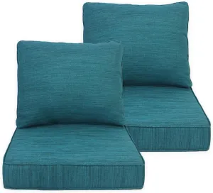 22x24 inch Outdoor/Indoor Deep Seat Patio Cushions Set of 2 Deep Seat Bottom Resilient Foam Filling with Zipper Water Repellent Stain-Resistant UV Resistant Weather Resistant Malachite