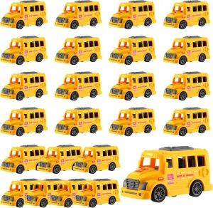 24 Pcs 3.9 Inch Mini School Bus Toy Bulk Plastic Yellow Small Bus Playset Back to School Classroom Gift Party Favor Car for Birthday Party Supplies Favors (Classic)