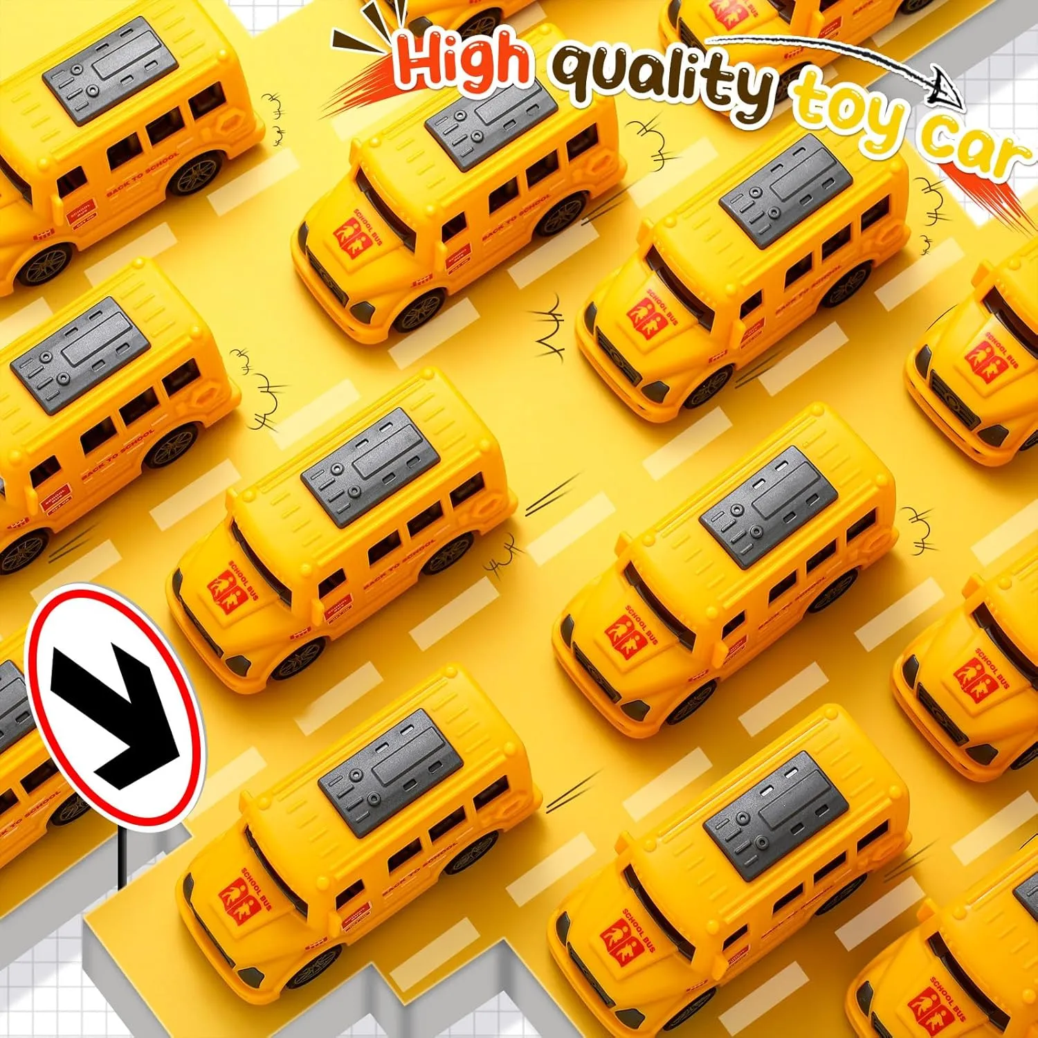 24 Pcs 3.9 Inch Mini School Bus Toy Bulk Plastic Yellow Small Bus Playset Back to School Classroom Gift Party Favor Car for Birthday Party Supplies Favors (Classic)