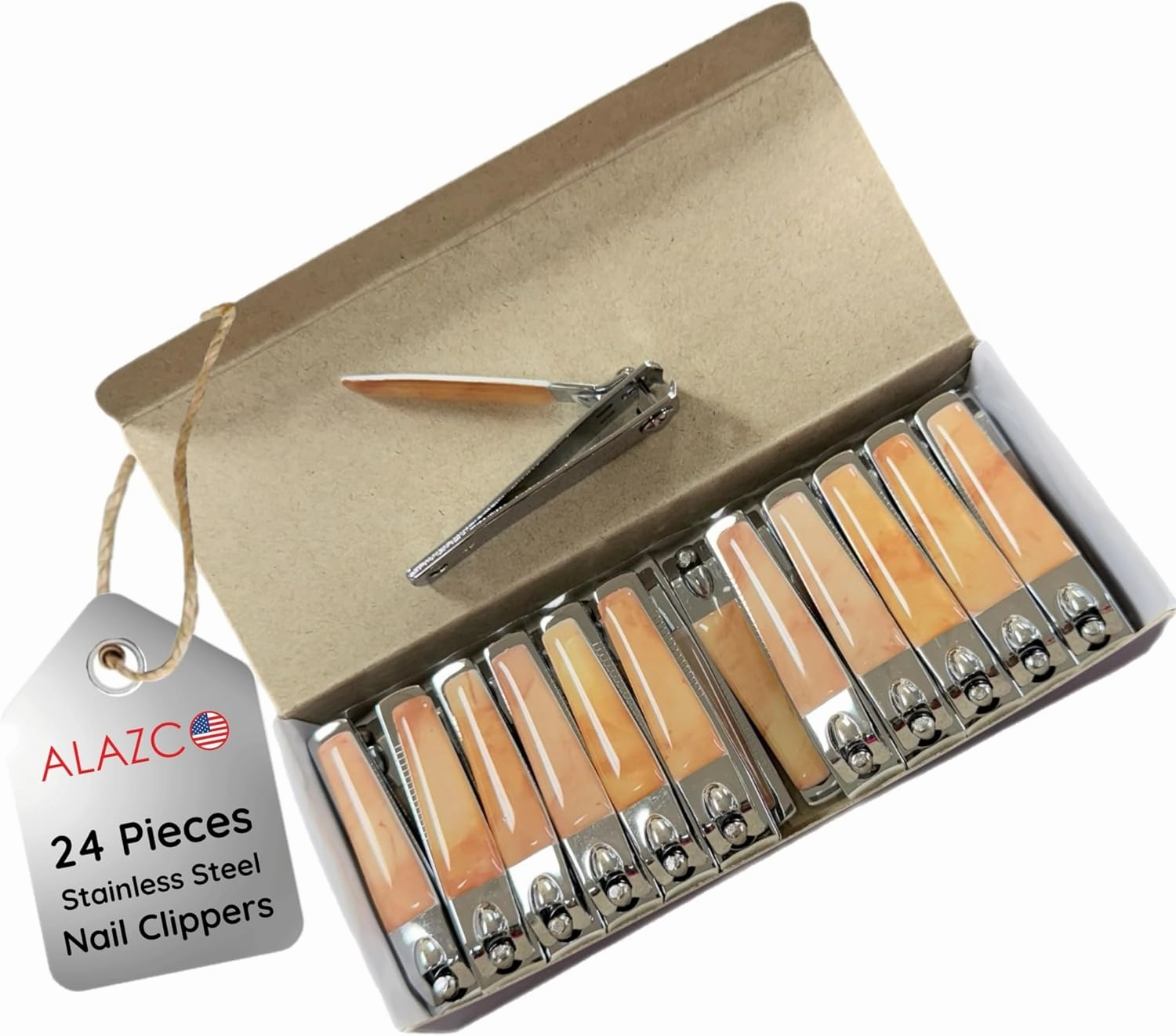 24 pcs Nail Clipper Value Pack Mini Stainless Steel Precision Nail Clippers Essential Manicure & Pedicure Tools Classic Vintage Style Rose Quartz