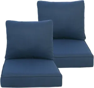 24x24 inch Outdoor/Indoor Deep Seat Patio Cushions Set of 2 Deep Seat Bottom Resilient Foam Filling with Ties&Zipper Water Repellent Stain-Resistant UV Resistant Weather Resistant Midnight