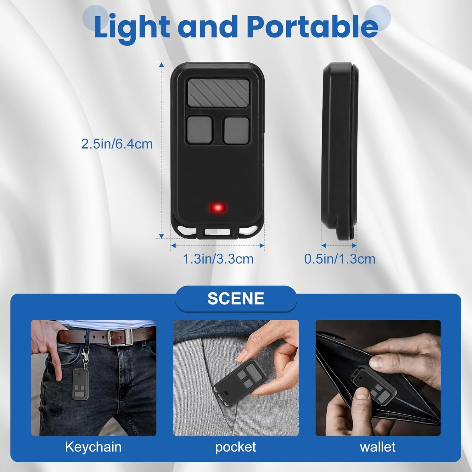 2 for Liftmaster Chamberlain Craftsman Garage Door Opener Remote 890Max, Key Chain Garage Door Opener Remote for Purple Red Yellow Orange Green Learn Buttons