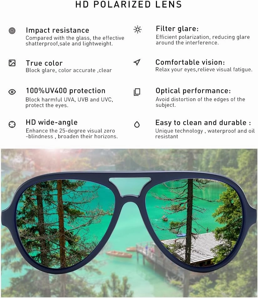 2 Pack Aviator Sunglasses For Men Polarized Lens Plastic Lightweight Double Bridge Frame UV Protection For Driving Matte Black Frame/Smoke Lens Blue Frame/Blue Revo Lens