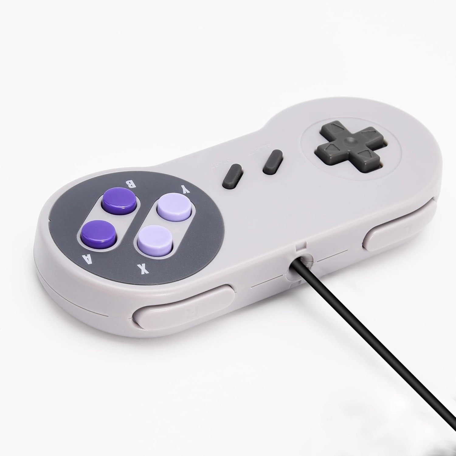 2 Pack Wired SNES Gamepad, iNNEXT SNES Controller Fully Compatible with Original SNES/SFC - [Plug and Play] (Gray/Purple)