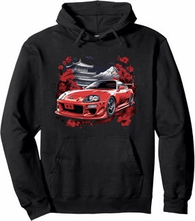 2JZ Gift Tee - Modern Red Supra JDM Car Enthusiast Pullover Hoodie