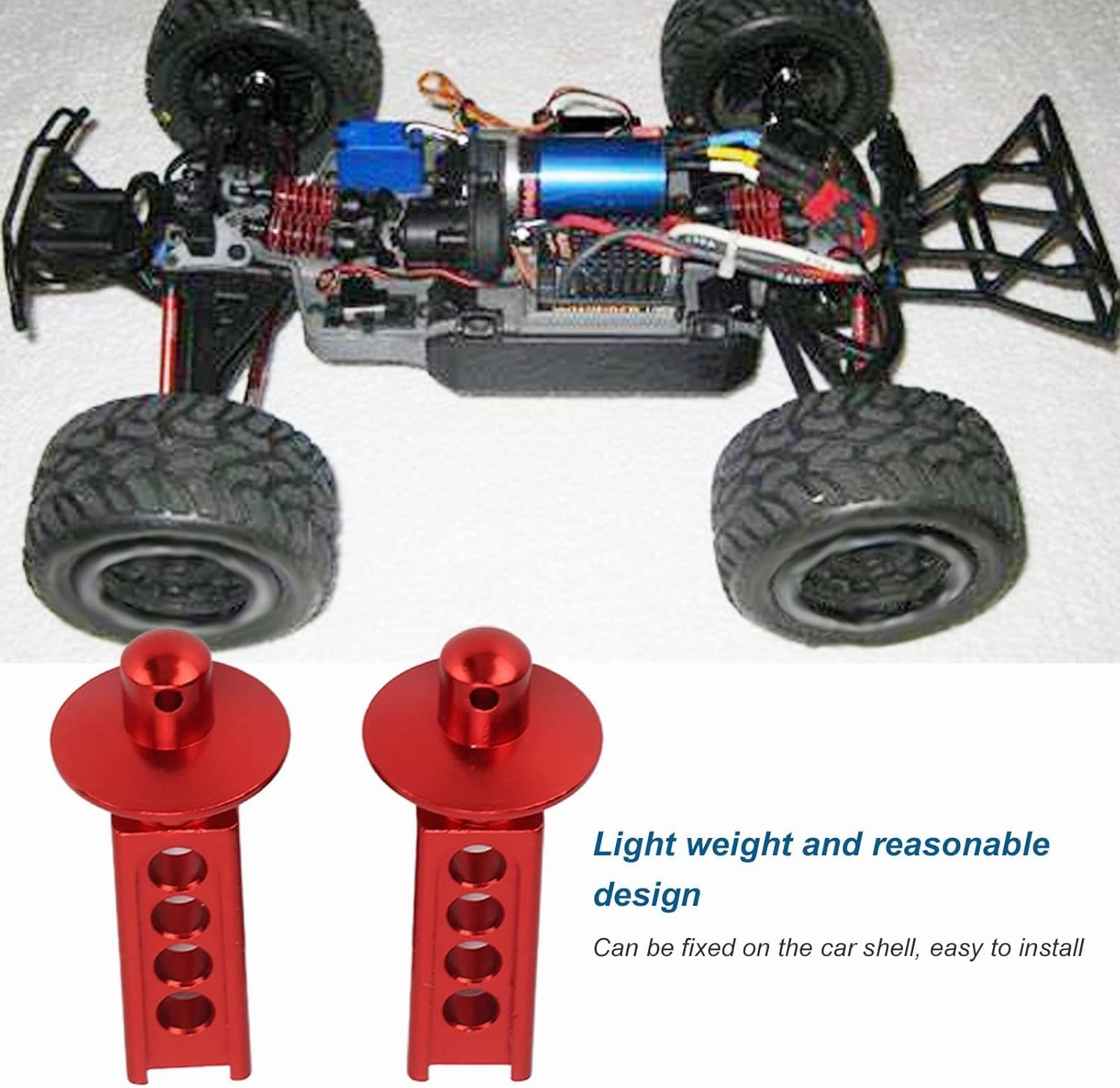 2Pcs Rc Body Post,Aluminum Alloy Rc Body Mount Post Rc Car Shell Column for Mini E Revo Mini Slash 1/16 Rc Car(Red) Car Model Accessory