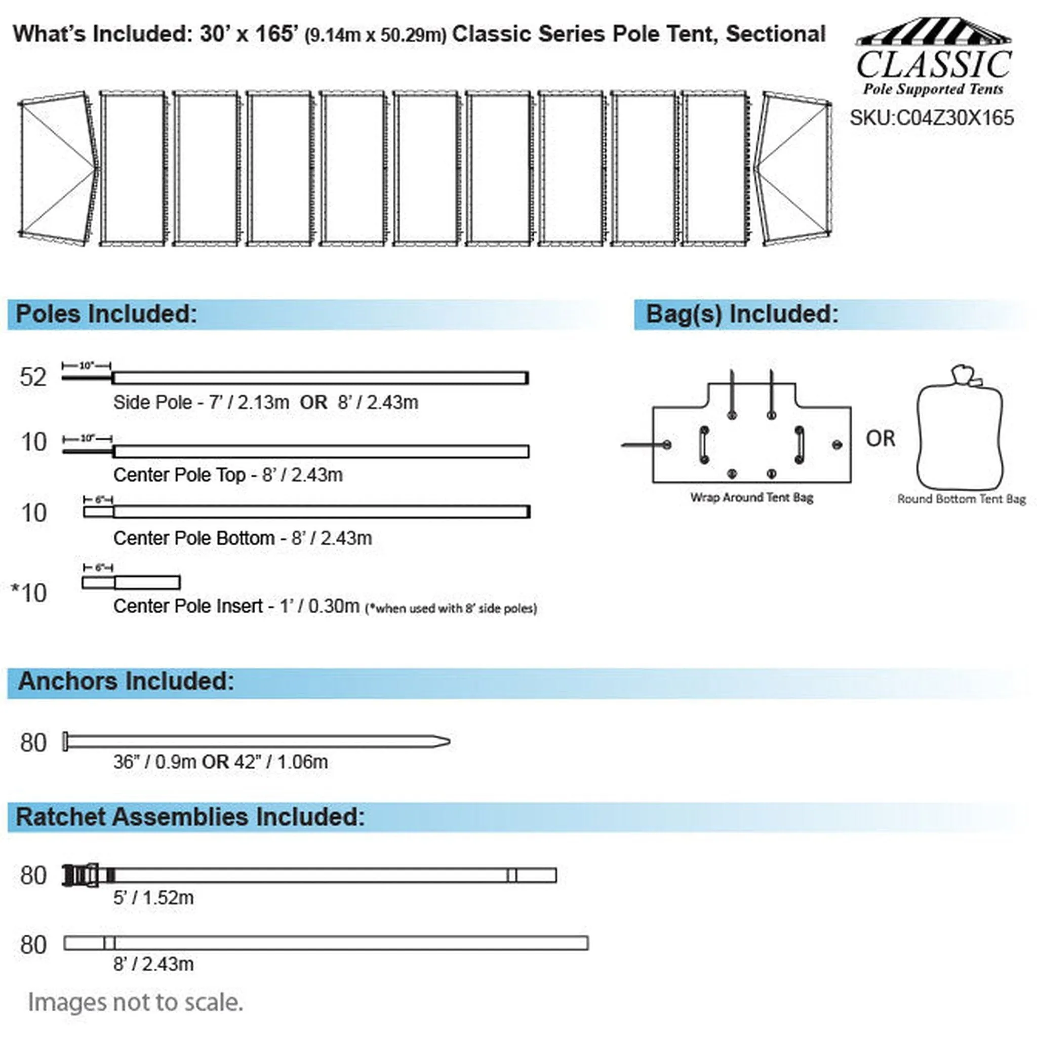 30x165 Classic Series Pole Tent