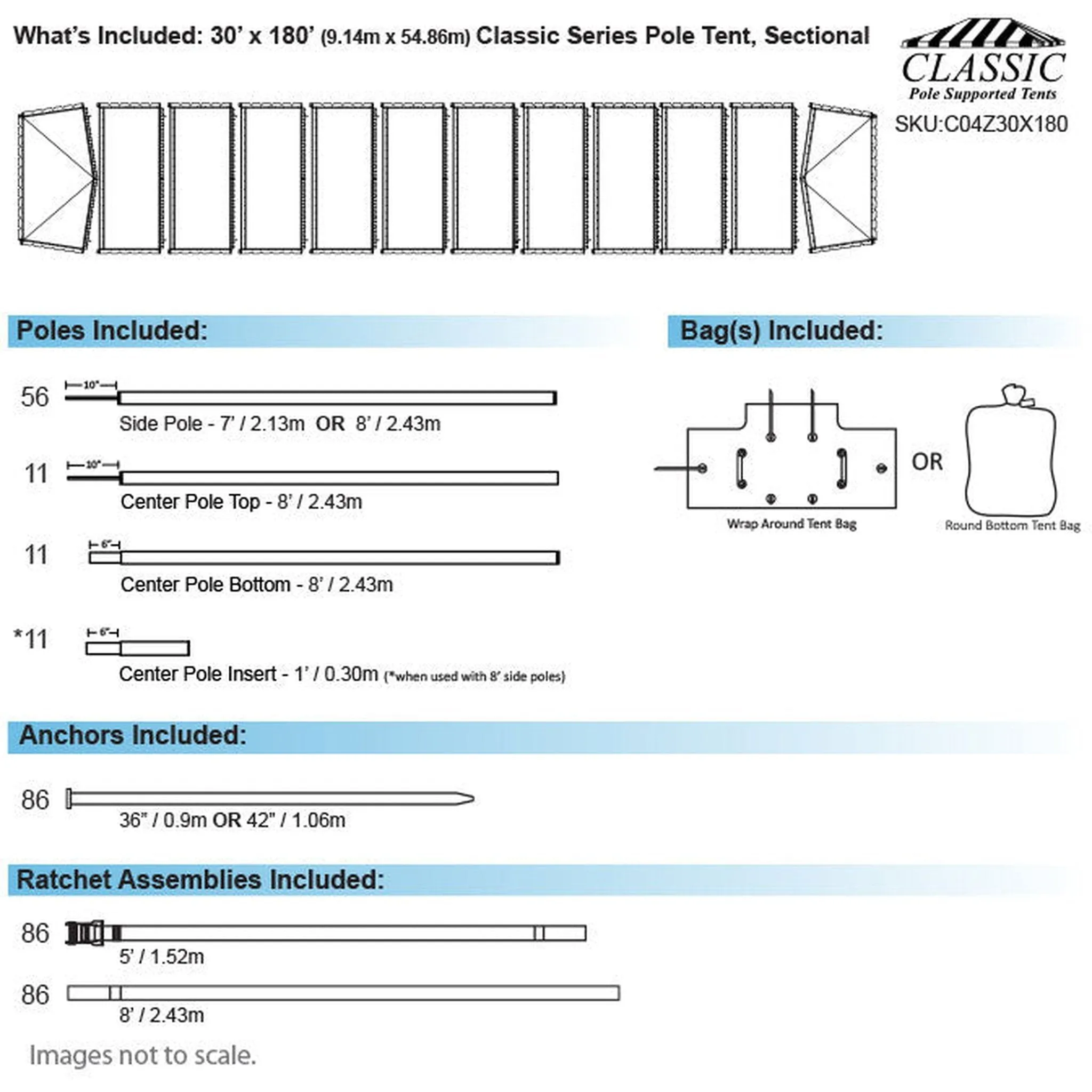 30x180 Classic Series Pole Tent