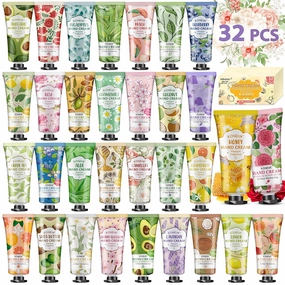 32 Pack Hand Cream Gift for Women, Bulk Hand Lotion Travel Size for Dry Cracked Hands, Mini Moisturizing Hand Cream for Mom Gifts, Fathers Day Gifts, Thank You Gifts and Bridal Shower Favors