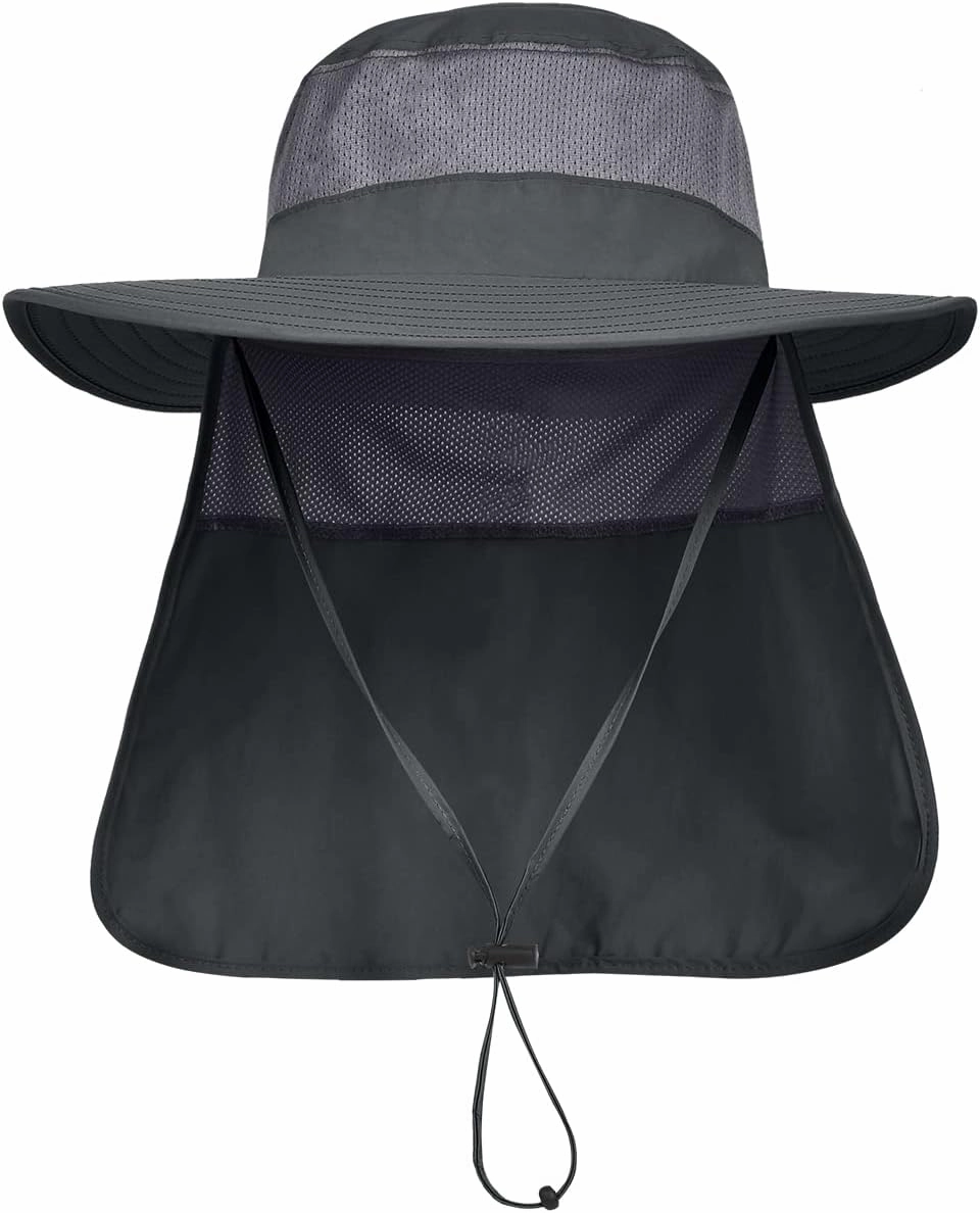 3 Pack Mens UPF 50  Wide Brim Sun Hat with Neck Flap for Fishing Hiking Garden