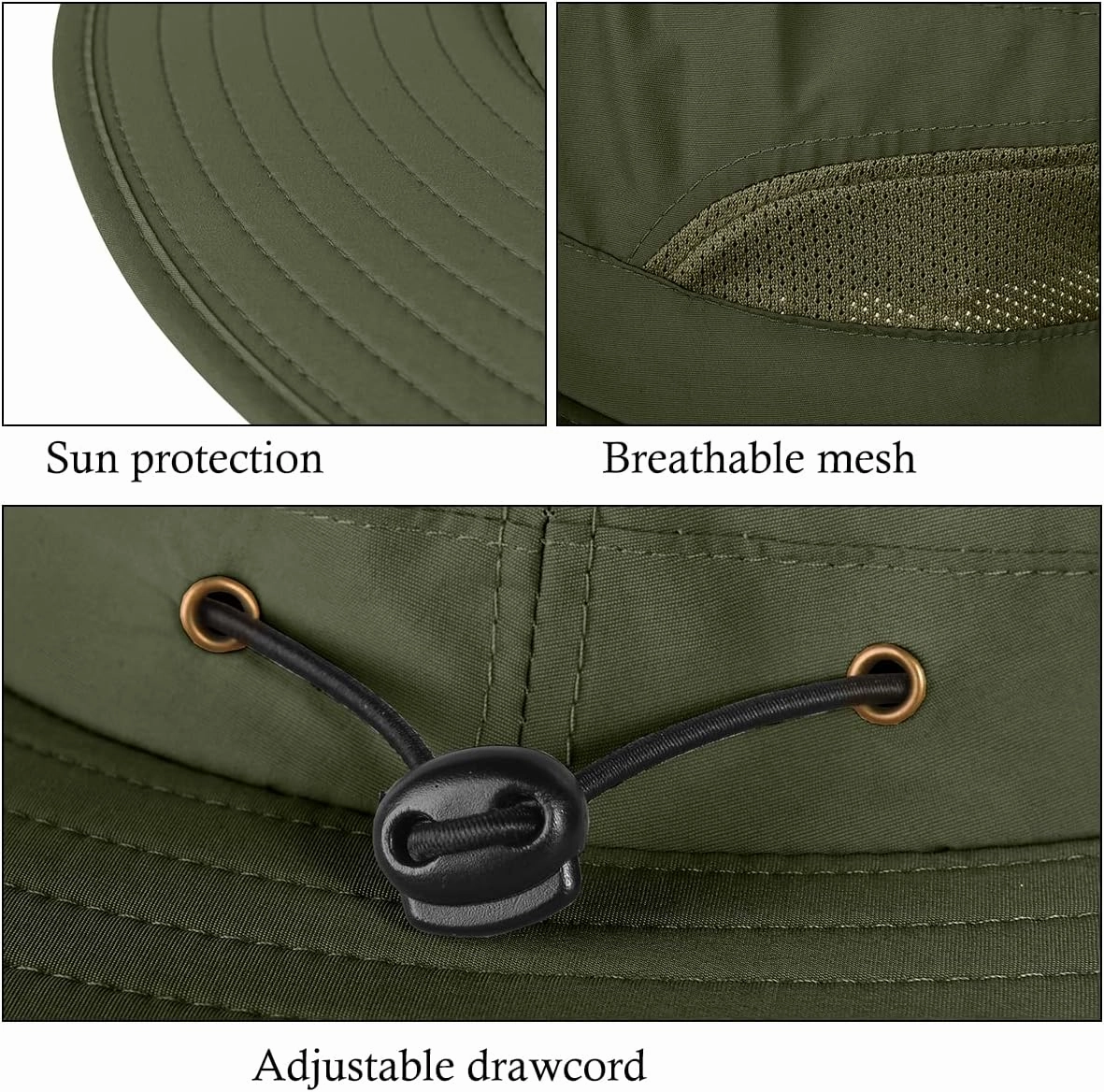 3 Pack Mens UPF 50  Wide Brim Sun Hat with Neck Flap for Fishing Hiking Garden