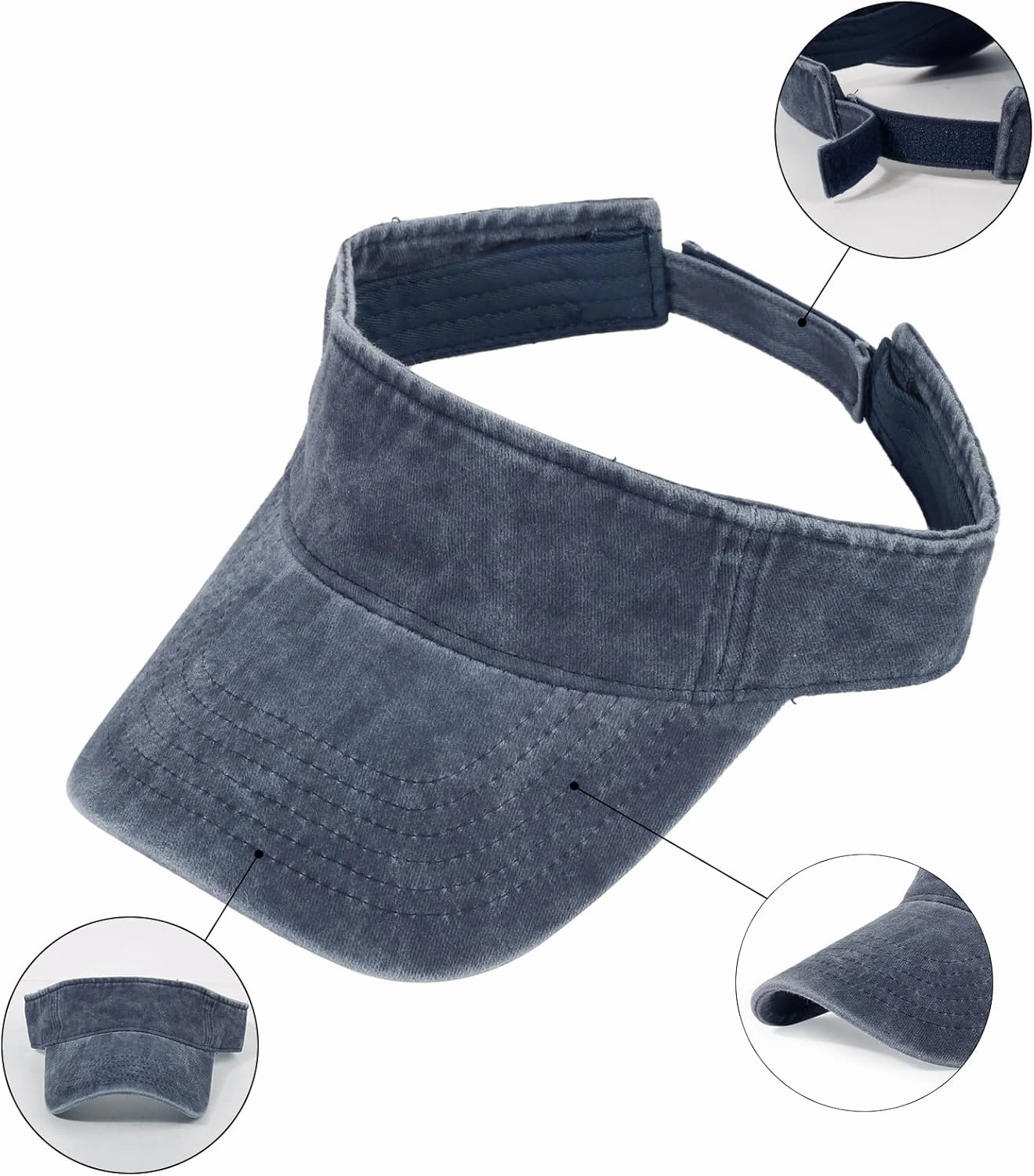 3 Pack Sun Visors for Women Men Cooling Lightweight Sports Sun Hats Adjustable Twill Cotton Run Visor