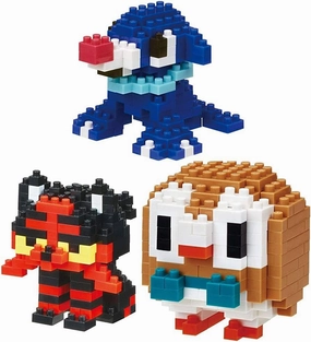 3 Set Bundle - Litten, Popplio and Rowlet (Nyabby, Ashimari and Mokuroh in Japan) - Adjustable Pokemon Characters (Japan Import)