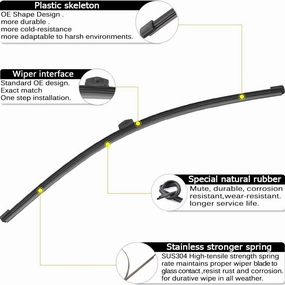 3 Wipers Replacement for Audi Q5 2018 2019 2020 2021 2022 2023 Windshield Wiper Blades with Rear 24" 20" 15inch