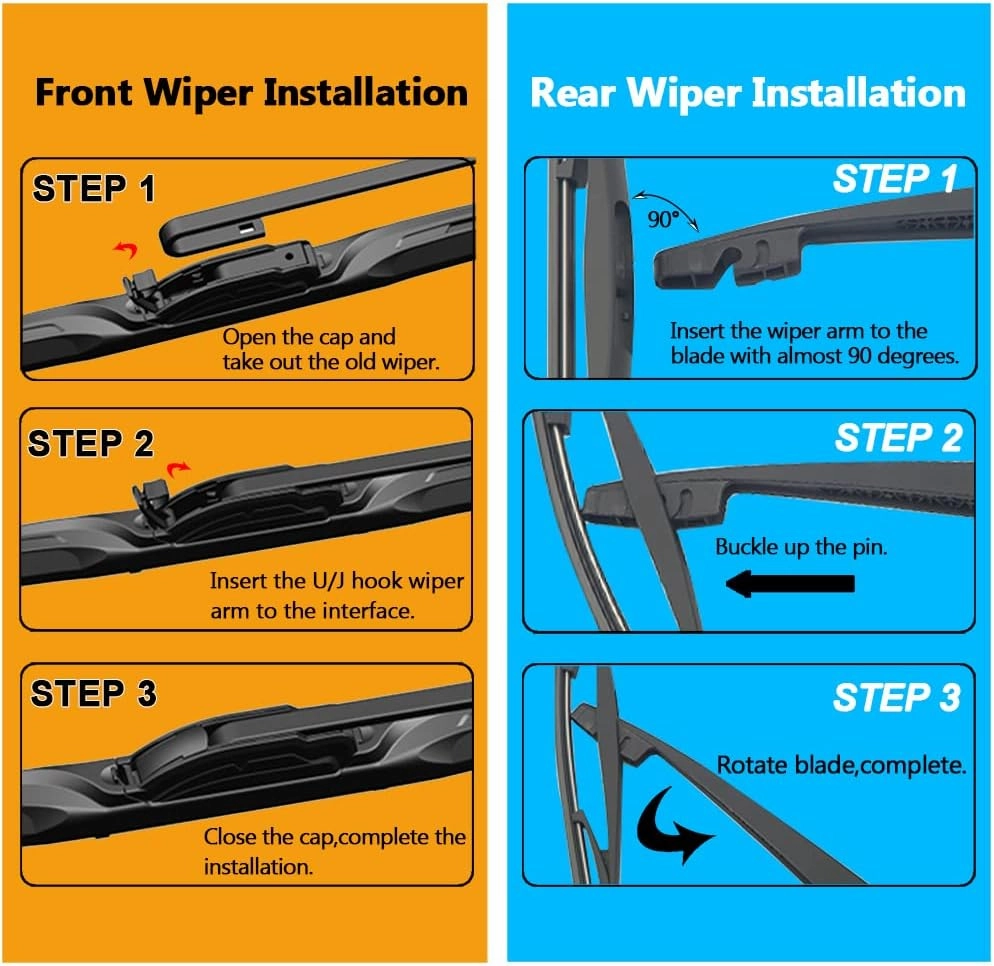3 Wipers Replacement for Honda CRV CR-V Windshield Wiper Blades with Rear 2017-2021 2022 26" 17" 12inch
