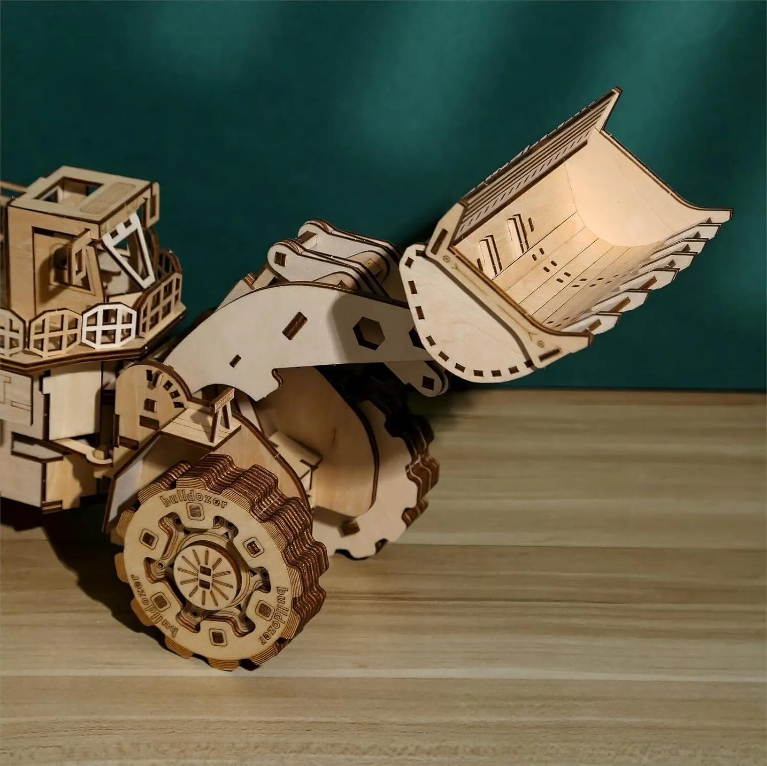 3D Wooden Retro Steam Train Model Kit - DIY Building Craft for Home Decor & Birthday Gift(Bulldozer)