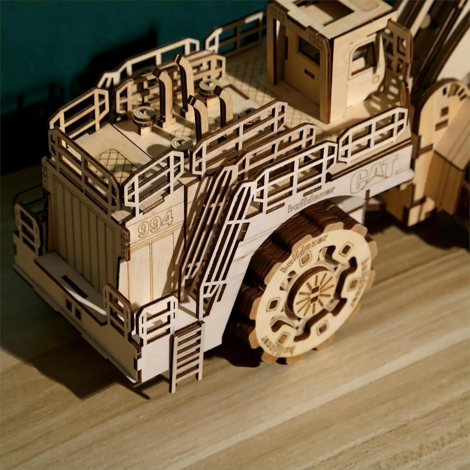 3D Wooden Retro Steam Train Model Kit - DIY Building Craft for Home Decor & Birthday Gift(Bulldozer)