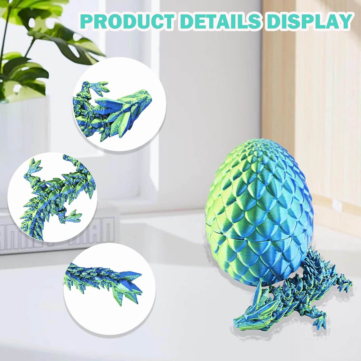 3D Printed Articulated Dragon with Crystal Dragon Eggs, Dragon Full Articulated Fidget Toy for Home Office Decor, Car Decor, Students Rewards, Birthday Goodie Bag Stuffers, for Boys and Girls (6 pcs)