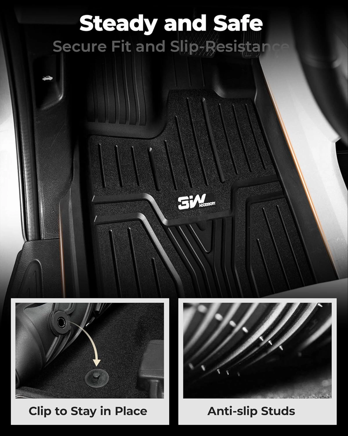 3W Floor Mats & Cargo Liner Fit for Honda Odyssey 2025 2024 2023 2022 2021 2020 2019 2018 Mini Passenger Van, All Weather TPE Floor Liners 1st 2nd & 3rd Rows Car Mats and Trunk Liner, Black