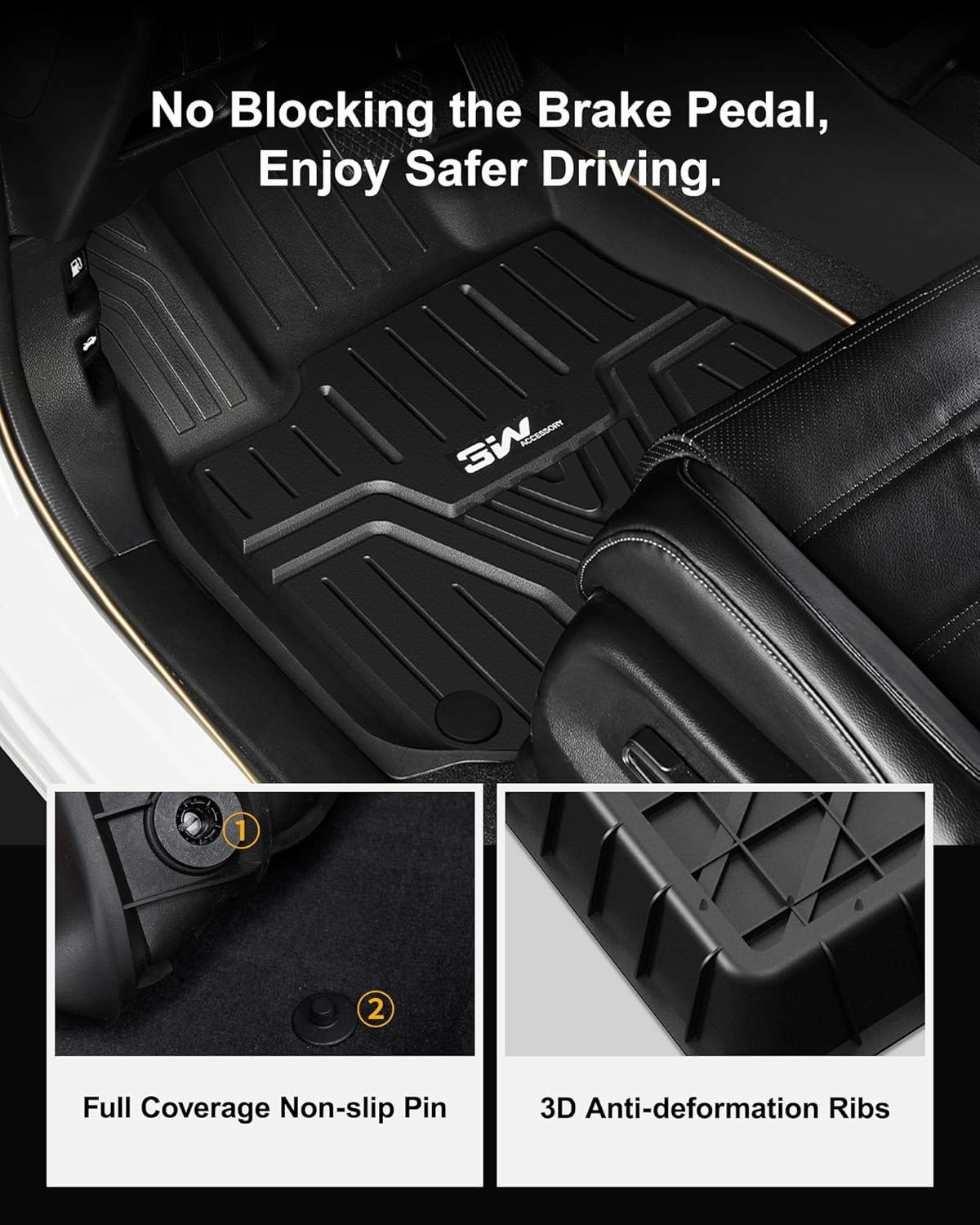 3W Floor Mats & Cargo Liner Fit for Honda Odyssey 2025 2024 2023 2022 2021 2020 2019 2018 Mini Passenger Van, All Weather TPE Floor Liners 1st 2nd & 3rd Rows Car Mats and Trunk Liner, Black