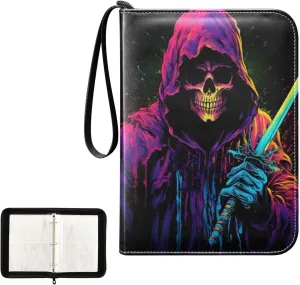 4 Pockets Trading Card Album Holder Book Folder Sports Card Binder Death 4 400 Double Side Pockets for 3 Ring Binder Zipper