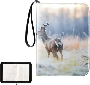 4 Pockets Trading Card Album Holder Book Folder Sports Card Binder Deer Field 400 Double Side Pockets for 3 Ring Binder Zipper