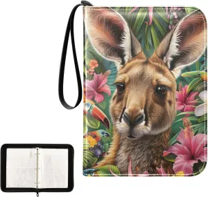 4 Pockets Trading Card Album Holder Book Folder Sports Card Binder Kangaroo 400 Double Side Pockets for 3 Ring Binder Zipper