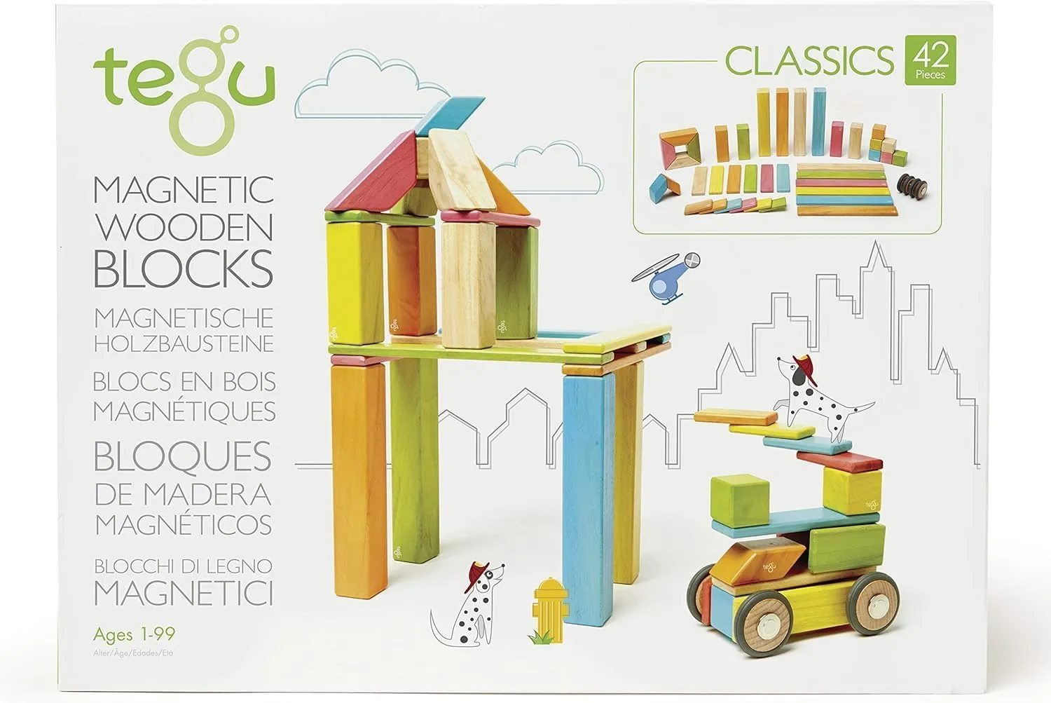 42 Piece Tegu Magnetic Wooden Block Set, Tints, 1-99 years old