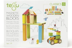 42 Piece Tegu Magnetic Wooden Block Set, Tints, 1-99 years old