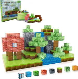 48PCS Magnetic Blocks-Build Mine Magnet World Set for Boys & Girls Age 3-5 6-8, STEM Sensory Toys for Toddlers Gifts for 3  Years Old Girls Boys,1" Magnet Cubes Classroom Must Haves Construction Toys