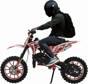 49cc 2-Stroke Kids Dirt Bike, Gas Power Motocross, Off Road Mini Motorcycle, Pocket Motorbike with Front Rear Disc Brakes, Racing Max Speed 40KM/H Red