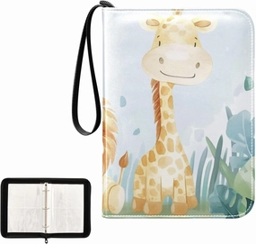 4 Pockets Trading Card Album Holder Book Folder Sports Card Binder Animal Cartoon 400 Double Side Pockets for 3 Ring Binder Zipper