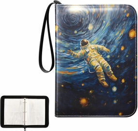 4 Pockets Trading Card Album Holder Book Folder Sports Card Binder Astronaut 14 400 Double Side Pockets for 3 Ring Binder Zipper